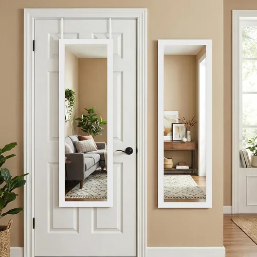 Miniatura 12 de Americanflat - Espejo de puerta negro de 12 x 48 pulgadas, colgante de longitud completa para dormitorio, baño, espejo largo de cuerpo completo