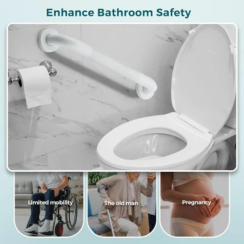 Miniatura 2 de Ravinte Hardware Paquete de 2 barras de agarre para ducha, barras de agarre antideslizantes de acero inoxidable de 12 pulgadas, color blanco