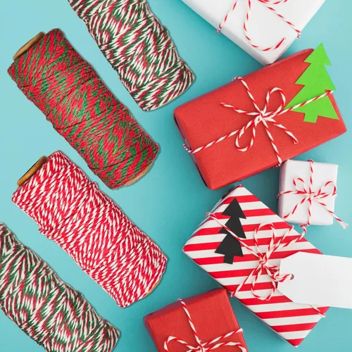 Miniatura 4 de Doumeny 6 rollos de cordel de algodón de Navidad de 984 pies de cuerda de algodón para panaderos de Navidad, cuerda de algodón rojo, verde y blanco