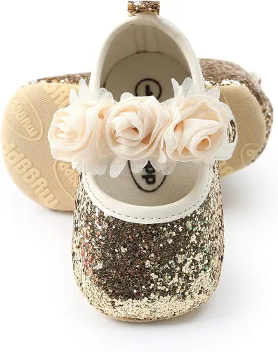 Miniatura 5 de KIDSUN Zapatos Mary Jane con suela de goma antideslizante, zapatos de ballet, vestido de princesa, zapatos de boda, zapatos de cuna para recién