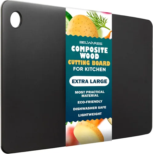 Miniatura 8 de Tabla de cortar apta para lavavajillas para cocina, tabla de cortar grande de madera compuesta, delgada y ligera, resistente al calor, sin BPA