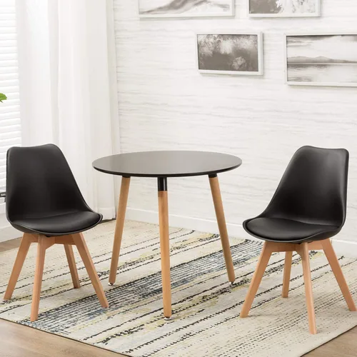 Miniatura 6 de LSSBOUGHT Sillas de comedor modernas de mediados de siglo, silla auxiliar de plástico con acolchado suave y patas de madera para comedor, sala