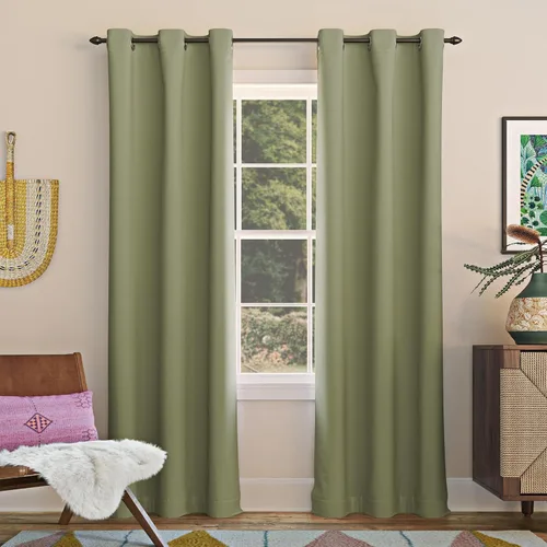 Sun Zero Easton - Cortina opaca con ojales, ahorro de energía, 40 x 63 pulgadas, color verde salvia