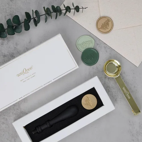 Miniatura 8 de UNIQOOO Sello de cera de romero botánico de plantas verdes para bodas, ideal para sobres de tarjetas, invitaciones, paquetes de vino, correos