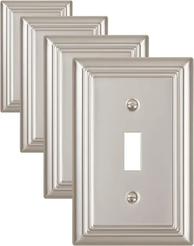 Miniatura 36 de Paquete de 1 Placa de Pared Combinada Toggle/Decorativa, Cubierta de Placa de Pared de Metal para Interruptor de Luz, Receptáculo, Interruptor