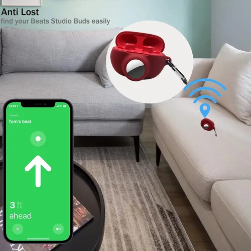 Miniatura 2 de Funda protectora de silicona compatible con Beats Studio Buds Airtag con soporte para Airtag, encuentra tu funda para auriculares, verde aguacate