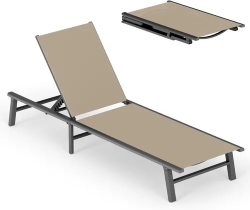 Miniatura 28 de Tumbona de Aluminio para Exteriores - Silla de Descanso Plegable y de Montaje Libre para Exteriores con 5 Respaldos Ajustables, Silla de Patio