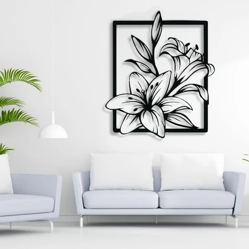 Fayholy Decoración de pared de flores de metal, arte de pared de metal, letrero floral, decoración de pared de metal, decoración de lirio,