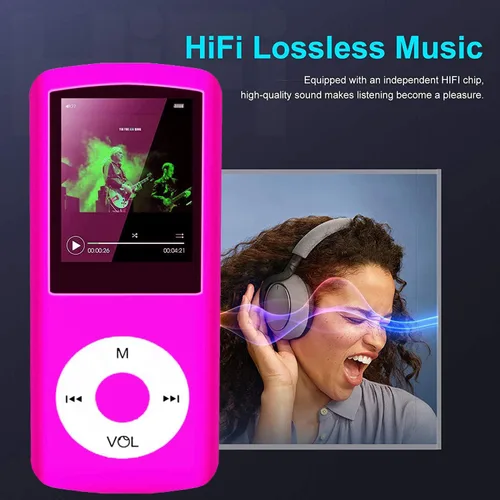 Miniatura 2 de Reproductor de MP3 de 64GB, Reproductor de Música MP3 Hotechs con Pantalla LCD Digital Clásica Delgada de 1.82'', Mini Puerto USB con Radio FM