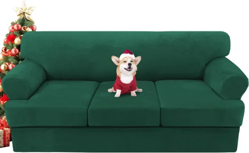 Miniatura 75 de H.VERSAILTEX Funda para sofá de 2 piezas, fundas para sillón con cojines en forma de T, funda para sofá de terciopelo grueso, protector de muebles