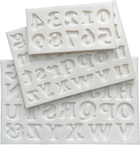 Juego de moldes de silicona de 3 piezas con letras y números de Cooper - Perfecto para pasteles de fondant, chocolate, resina, gumpaste y creaciones