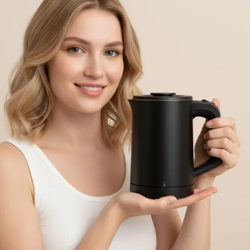 Miniatura 2 de Hervidor eléctrico pequeño de 0.6 L, acero inoxidable 304, mini calentador de agua caliente de 600 W, hervidor de café eléctrico portátil de viaje