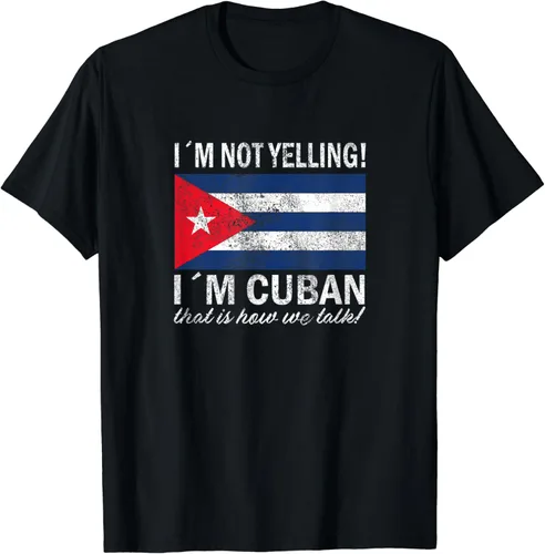 I'm Not Yelling - Camiseta cubana, colorida, retro, vintage, regalo, Negro, S