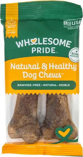Miniatura 10 de Wholesome Pride Masticables naturales y saludables para perros, paquete de 2 unidades para perros medianos, sabor a tocino, fabricados