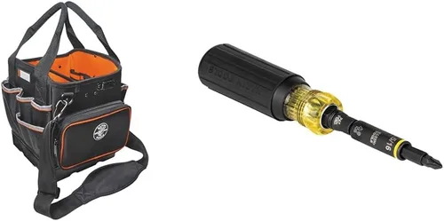 Miniatura 10 de Klein Tools 55419SP-14 Bolsa de herramientas con correa para el hombro tiene 14 bolsillos para almacenamiento de herramientas, puede adaptarse a