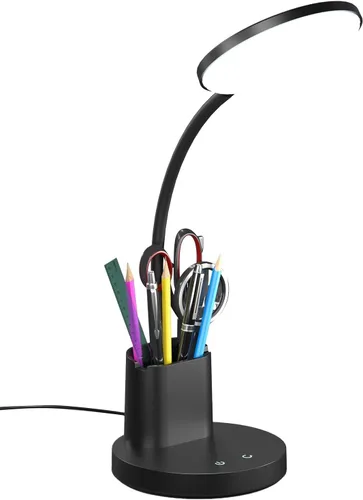 Miniatura 8 de Lámpara de escritorio Vicsoon, lámpara de escritorio LED para oficina en casa, lámpara de mesa táctil con 3 modos de color y brazo ajustable en Negro