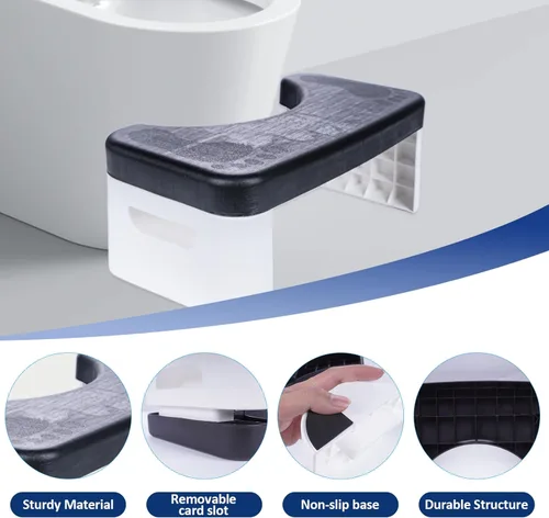 Miniatura 6 de Taburete de inodoro plegable, taburete de inodoro plegable de 6.7 pulgadas, taburete de baño plegable para todas las edades, taburete de pie de Negro