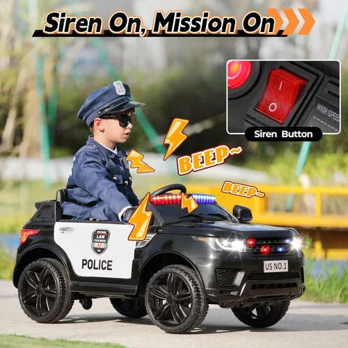Miniatura 5 de TOBBI Coche de Policía Eléctrico para Niños, Juguete de Montar a Batería, Coches de Policía con Control Remoto, Sirena, Luces Intermitentes, Música
