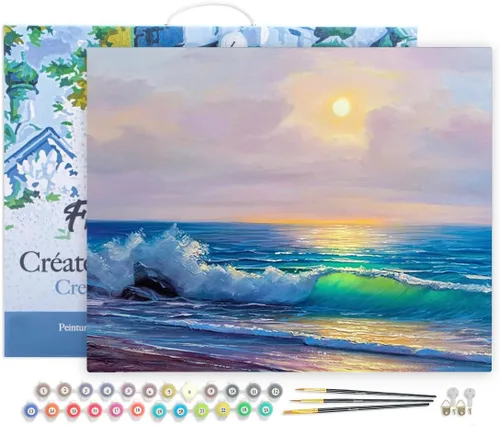 Miniatura 155 de Figured'Art - Juego de pintura por números, lienzo enrollado sin marco, para manualidades, para adultos, 16 x 20 pulgadas, jarrón de peonías
