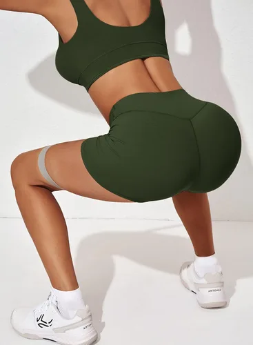 Miniatura 3 de Aleumdr Trajes de dos piezas para mujer, trajes de entrenamiento, brasier deportivo con pantalones cortos de yoga cruzados