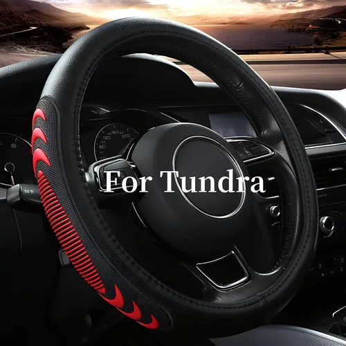 Miniatura 7 de Yangday Funda de volante de cuero para Toyota Tacoma 4Runner Tundra, 15.5-16 pulgadas Funda de volante de coche con partícula antideslizante