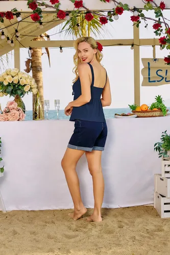 Miniatura 6 de Belle Poque Camisetas sin mangas de verano para mujer, blusas fruncidas vintage