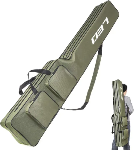 LEOFISHING Bolsa de almacenamiento de aparejos de pesca, organizador portátil de caña y carrete de 51.2 in/4.27 pies, bolsa Oxford duradera de gran