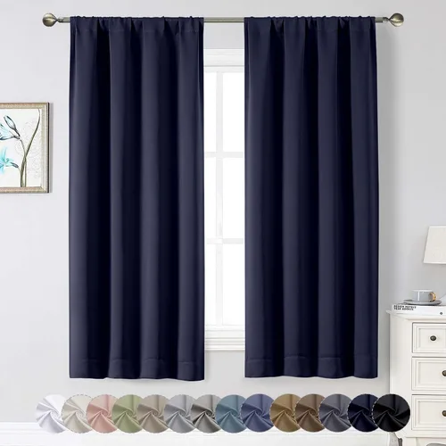 Miniatura 36 de Cortinas opacas para dormitorio, sala de estar, juego de 2 paneles de 54 pulgadas de largo, cortinas de oscurecimiento de habitación con aislamiento