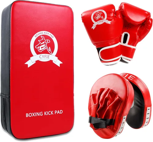 Miniatura 10 de Juego de guantes de boxeo 3 en 1, guantes de boxeo, juego de guantes de karate para niños, almohadilla de brazo para principiantes, guantes de boxeo