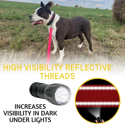 Miniatura 5 de Correa elástica resistente para perro de 6 pies a 7.5 pies para perros grandes y medianos Correa táctica y reflectante para perro sin tirones