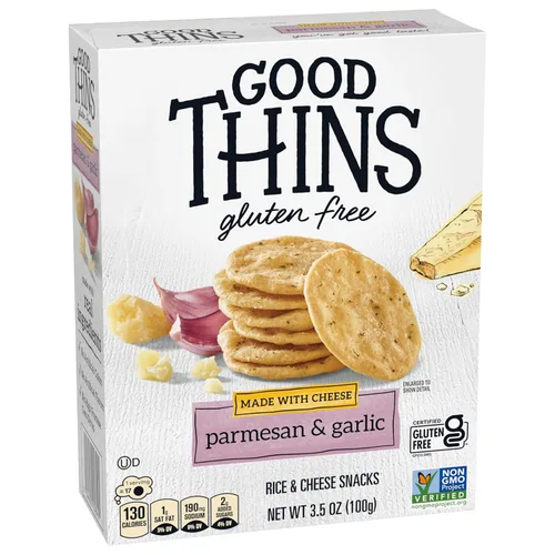Miniatura 12 de GOOD THINS Snacks de arroz y queso con parmesano y ajo, galletas sin gluten, galletas a granel, 6 cajas de 3.5 onzas