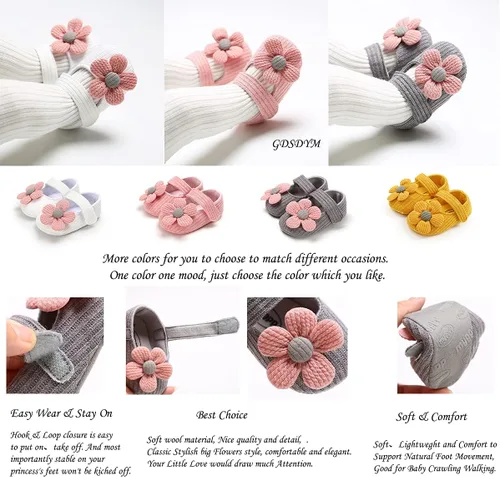 Miniatura 3 de Zapatos planos Mary Jane para bebés y niñas, con lazo, floral, princesa, vestido de boda, zapatos suaves para recién nacidos, cuna para primeros