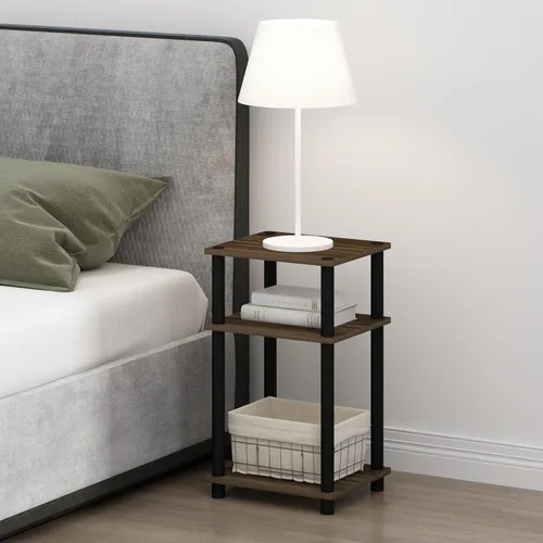 Miniatura 17 de Furinno Just Turn-N-Tube - Mesita de noche de almacenamiento abierto, 1 paquete, 3 niveles, blanco/blanco
