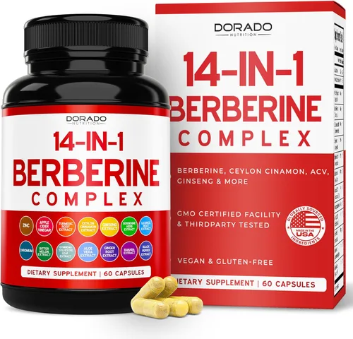 Suplemento GLP-1 Fórmula 14 en 1 (Suplemento GLP1 con Berberina, ACV, Cromo, Canela de Ceilán, Cúrcuma y Más) Apoyo para la Salud Intestinal y el