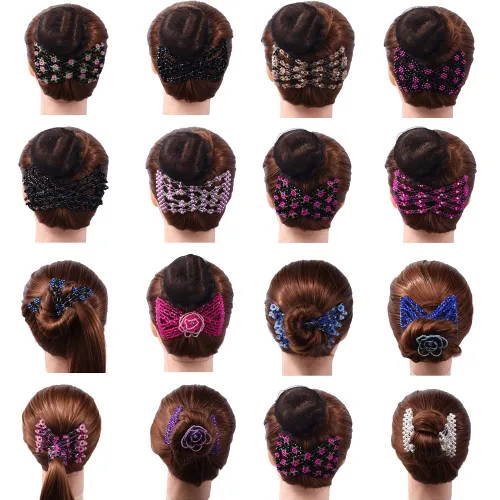 Miniatura 2 de 12 peines laterales mágicos para el cabello, con cuentas, elásticos, doble cara, clips para hacer moños, accesorios para el cabello para mujeres