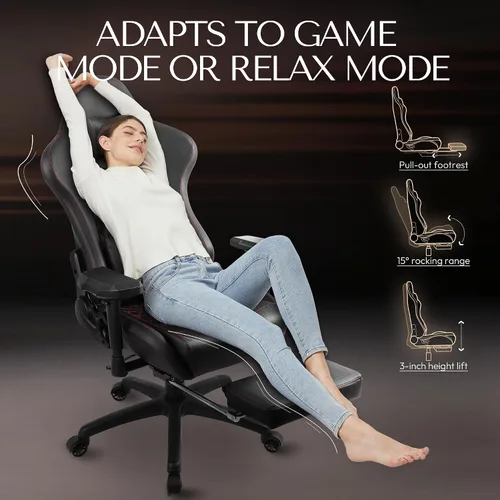 Miniatura 4 de Dowinx Silla de Juego Grande y Alta, Sillas de Videojuego con Reposapiés, Sillas de Juego de PC para Adultos - Silla Gamer Ergonómica Reclinable