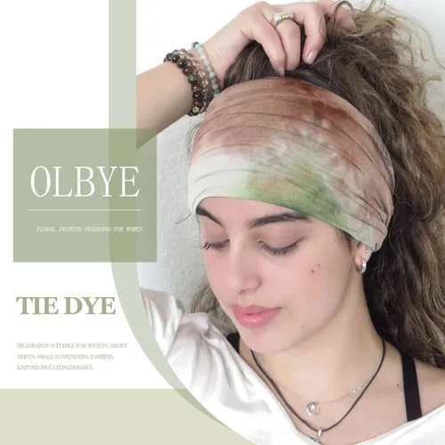 Miniatura 3 de Olbye Diademas anchas para mujer, diademas bohemias anudadas, diadema turbante anudada, teñido anudado, bandas elásticas antideslizantes