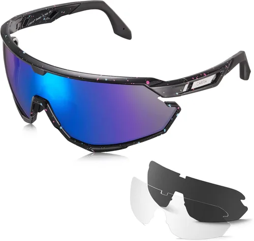 Miniatura 13 de CARFIA Gafas de sol polarizadas de ciclismo para hombre - 3 lentes intercambiables UV400/a prueba de golpes/HD Vision CA5390