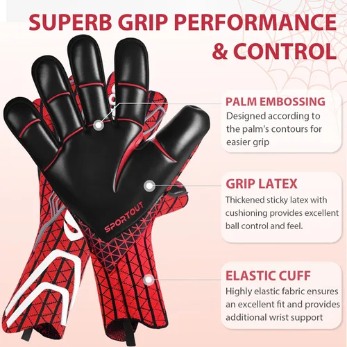 Miniatura 2 de Sportout Guantes de portero, guantes de portero transpirables, guantes de portero de fútbol, látex de 0.157 in, corte negativo, para adultos