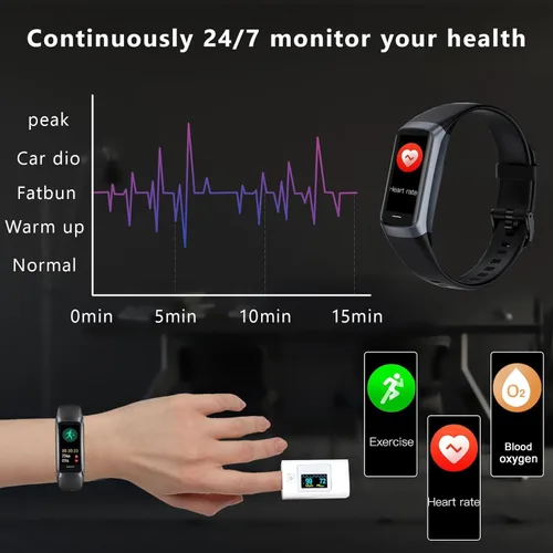 Miniatura 6 de Rastreador de Fitness con Monitor de Frecuencia Cardíaca/Oxígeno en Sangre/Sueño, Más de 20 Modos Deportivos Relojes Inteligentes