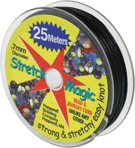 Miniatura 26 de Cordón elástico para cuentas Stretch Magic – Color negro, 0.6mm de diámetro, 100 metros (328 pies) - Fácil de anudar, cuerda fuerte y elástica