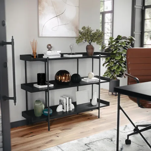 Miniatura 8 de Martha Stewart Emmett - Estantería de 3 estantes con marco de metal vertical, unidad de almacenamiento para oficina en casa, 35 pulgadas de alto