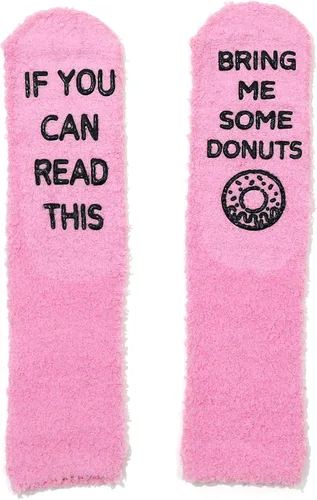 Miniatura 15 de CHANGGER Calcetines unisex con texto en inglés "If You Can Read This Bring Me Some Fuzzy Funny Saying Crew Socks Christmas Unisex Gift