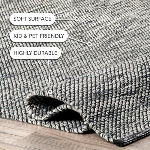 Miniatura 4 de nuLOOM Alessi - Alfombra decorativa de algodón sólido de granja, 2 x 3, color gris