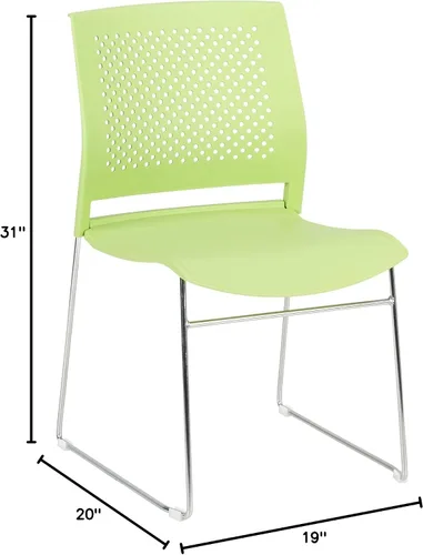 Miniatura 2 de Norwood Silla apilable de oficina con base de trineo cromado, con respaldo perforado (paquete de 5)