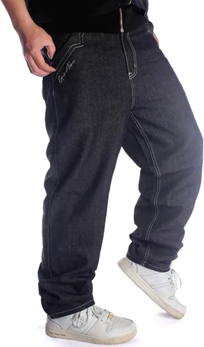 Miniatura 5 de Y2K Jeans - Pantalones de mezclilla para hombre, estilo hip hop, estilo vintage, bordados, estilo gótico, recto, holgados, pierna ancha