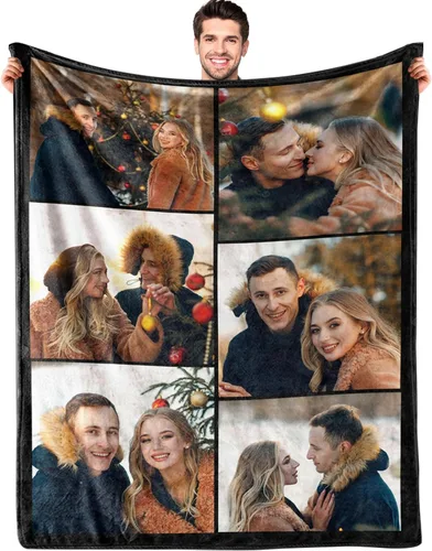 Miniatura 19 de Manta personalizada con imagen, manta de forro polar Sherpa personalizada, manta gruesa y cálida de felpa, personalizada para pareja, novia, novio