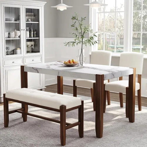Miniatura 20 de JIVOIT Juego de mesa de comedor de 3 piezas con altura de mostrador, juego de comedor de madera maciza con 2 taburetes tapizados, mesa de comedor