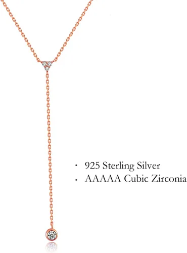 Miniatura 13 de Metzakka Handmade Sterling Silver Lariat Necklace, Simulated Diamond Dainty Drop Y Chain Necklace for Women