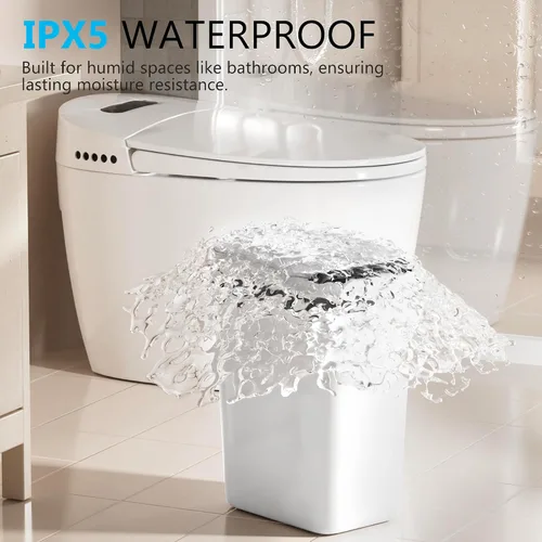 Miniatura 5 de jinligogo Paquete de 3 cubos de basura pequeños para baño con tapa, 2.6 galones, sin contacto, automático, delgado, impermeable, sensor